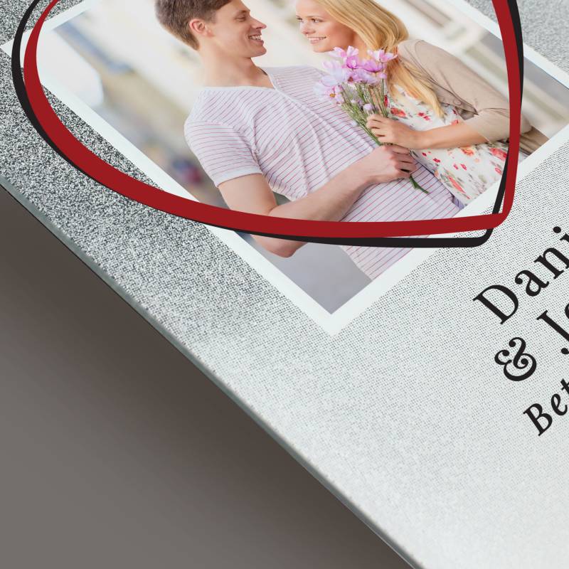 Personalised Heart 4x4 Glitter Glass Photo Frame